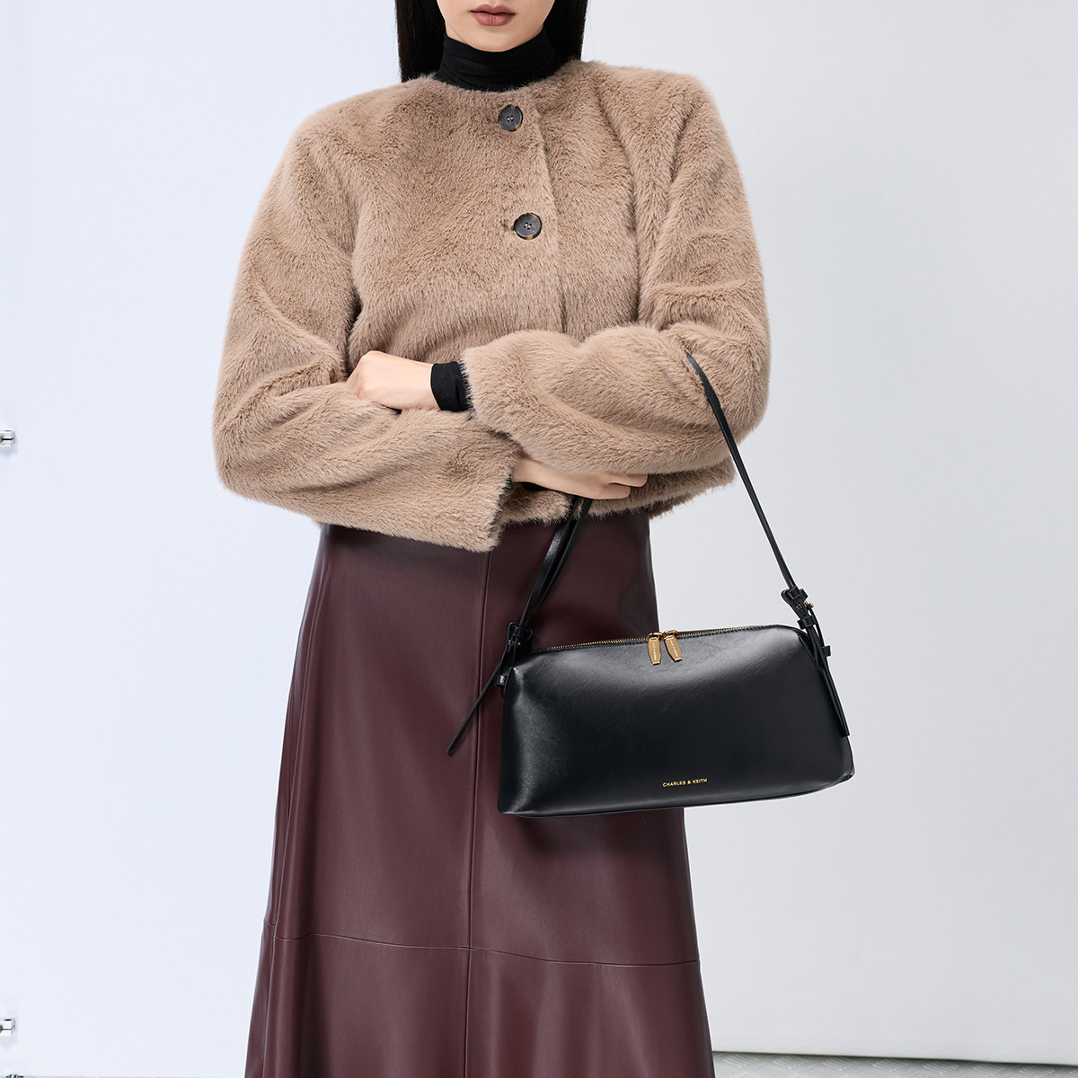 CHARLES&KEITH25冬新款CK2-20671810双肩带简约大容量单肩腋下包,淘宝优惠券,粉丝福利购,淘宝优惠卷