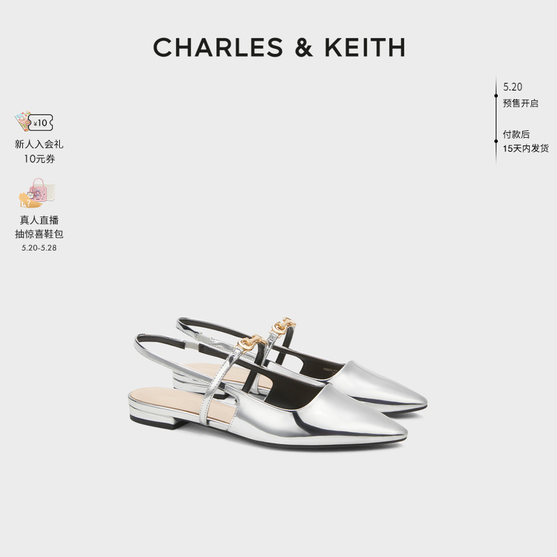 CHARLES&KEITH24夏新款CK1-70920144法式尖头平底玛丽珍包头凉鞋 - 图0