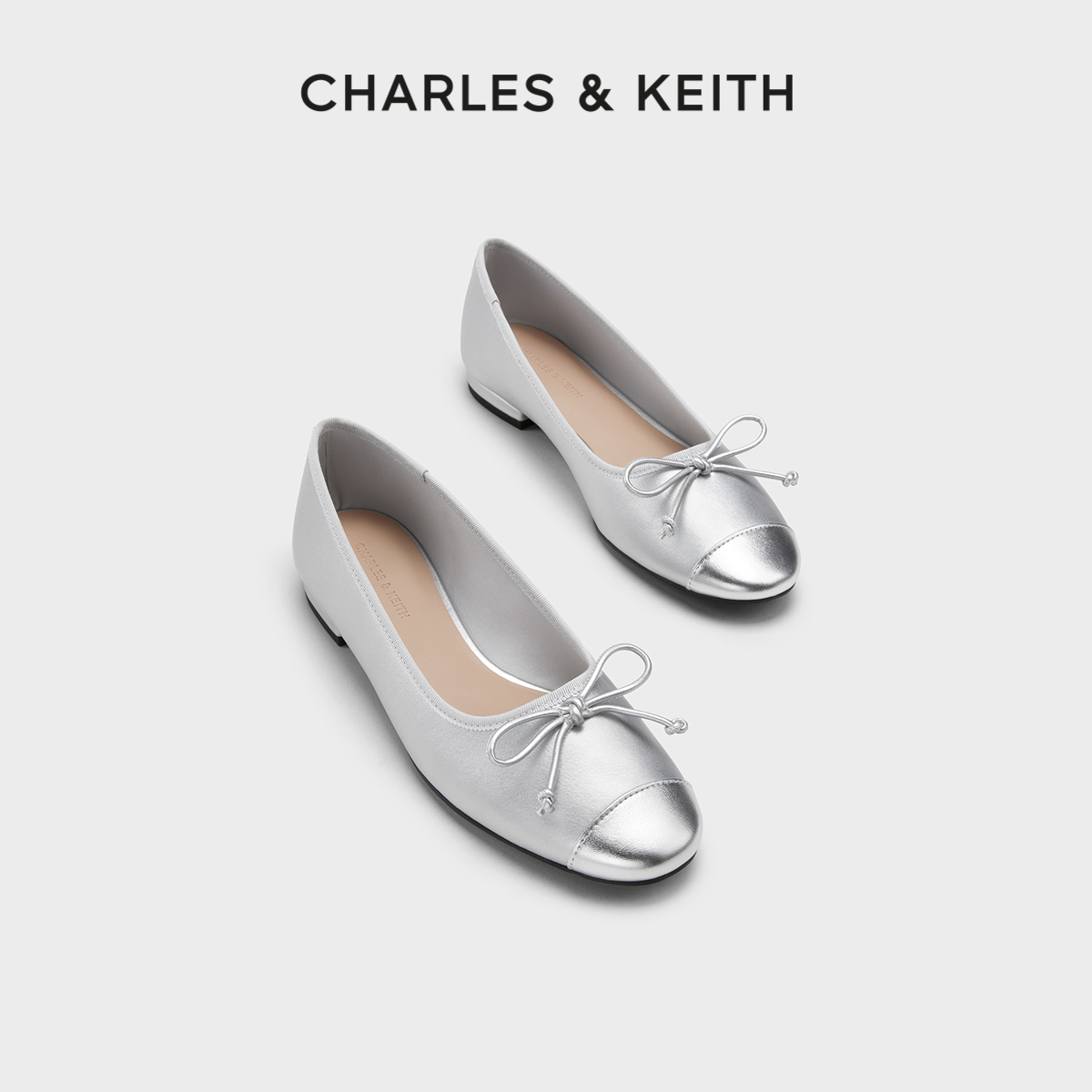 CHARLES&KEITH24春新款CK1-70900507复古蝴蝶结芭蕾舞新中式单鞋