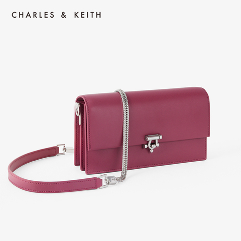 CHARLES＆KEITH2女包CK6-10840196女士金属扣饰单肩包钱包