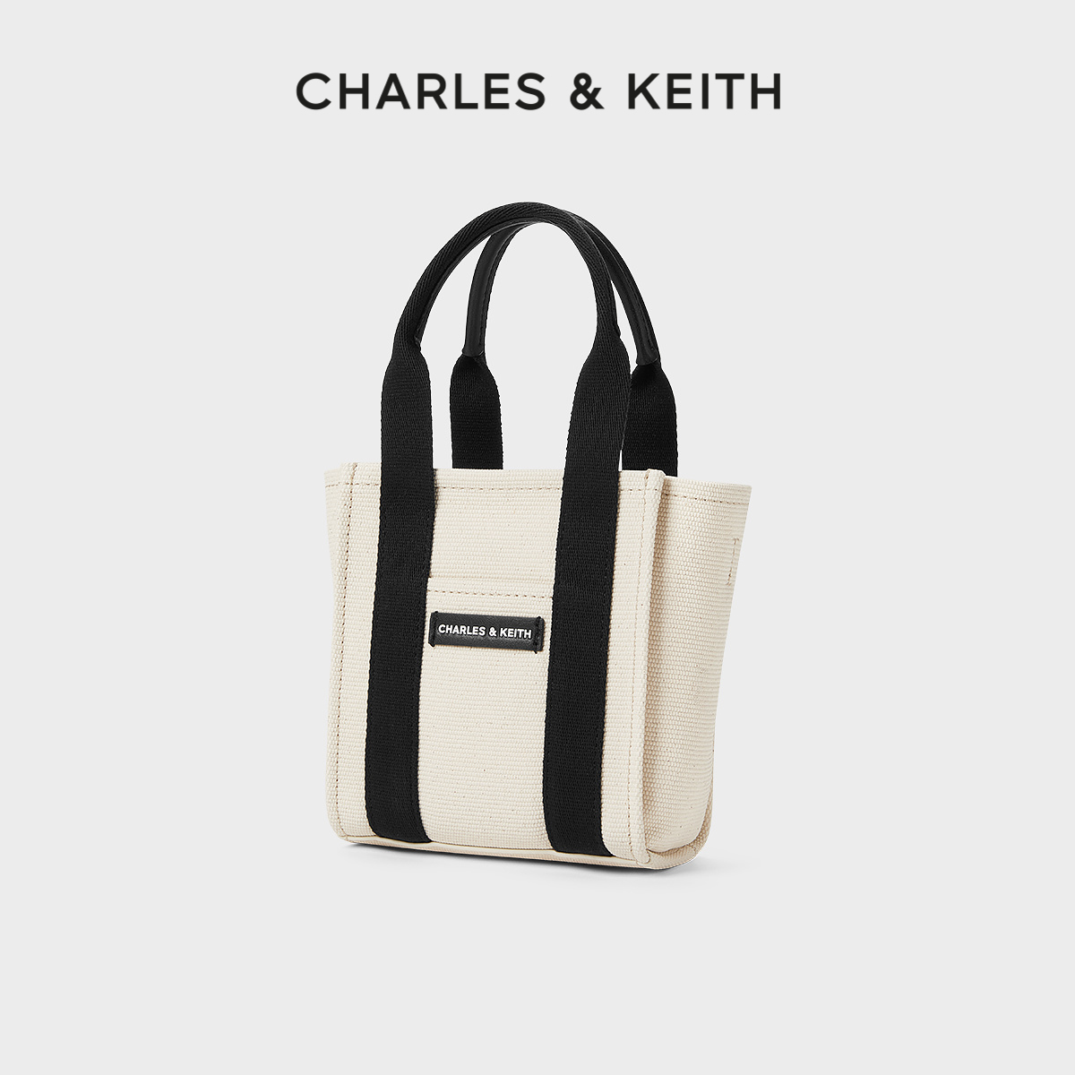 CHARLES&KEITH24夏新款CK2-30782391简约小号帆布手提斜挎托特包-图0