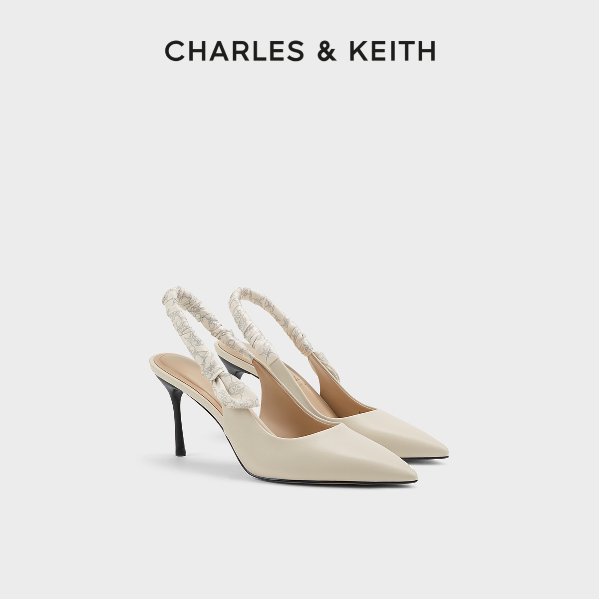 CHARLES&KEITH24春新款SL1-60280458法式真皮尖头细高跟包头凉鞋-图0