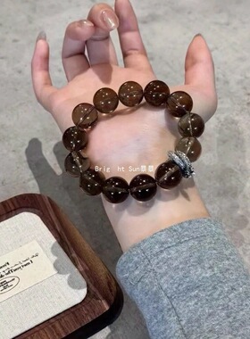 天然收藏级高硅净体烟晶手串通透