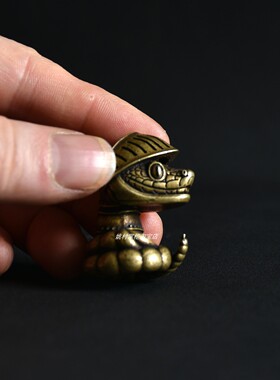 古铜实心蛇形桌面摆件钥匙扣