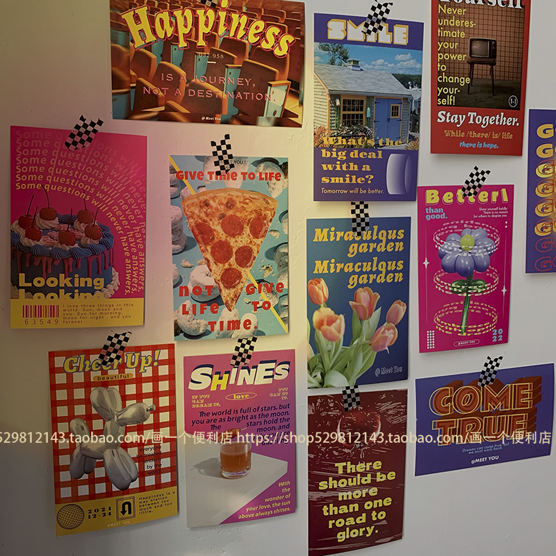 H-store 创意ins美式复古明信卡片墙面装饰墙贴拍照道具生日贺卡 - 图0