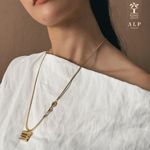 官方ALP JEWELRY 空 复古几何空字禅意设计钥匙吊坠项链生日礼物 - 图1