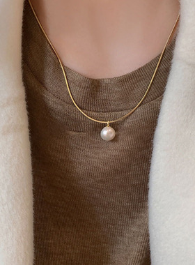 法国chomelkinsey珍珠项链单颗吊坠法式小众2023新款毛衣链高级感