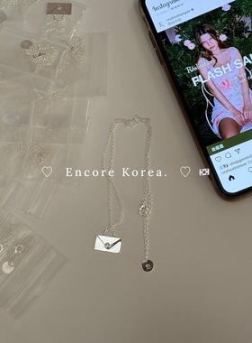 韩国s925纯银手提包项链ins博主同款信封锁骨链气质时髦百搭配饰