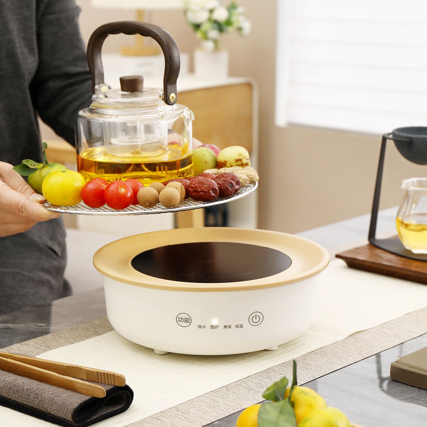 新款家用多功能围炉煮茶套装电陶炉烤火炉电茶炉一炉多用养生炉,淘宝优惠券,粉丝福利购,淘宝优惠卷