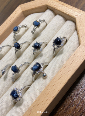 法式复古彼得石戒指天然水晶精致纤细指环小众活口调节地球色