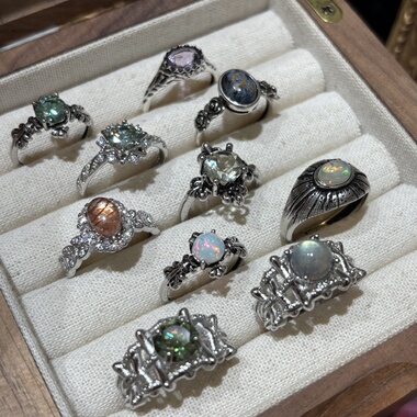 末泽 天然彩宝水晶戒指ins复古轻奢辣妹ins小众饰品礼物活口8.1