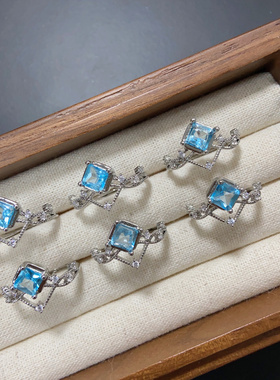 清仓微瑕5福利小众轻奢水晶戒指天然橄榄石紫水晶可调节指环饰品