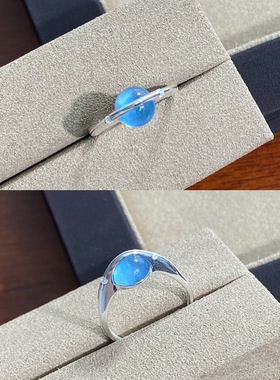 天然水晶S925纯银戒指彩宝海蓝宝粉晶石榴石紫晶精致小众饰品高级