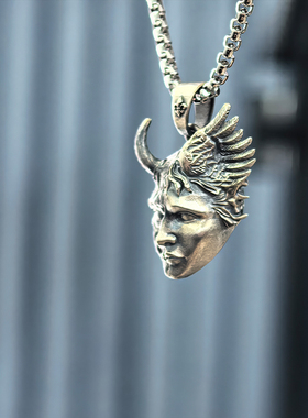 925纯银善恶面具暗黑风吊坠