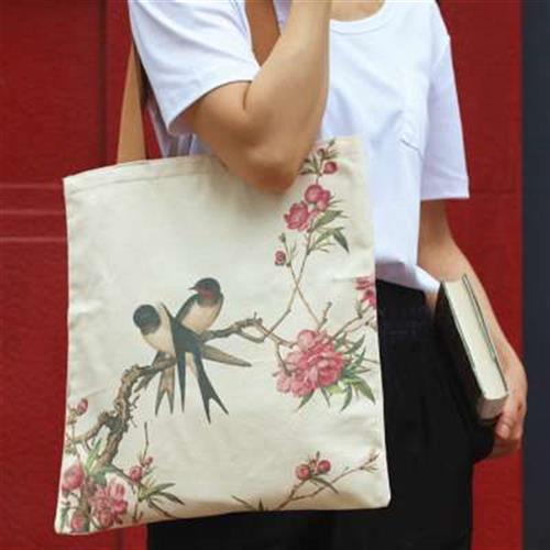 中国风手提帆布袋 故宫工笔画文创北京礼物礼品环保袋 手拎购物袋