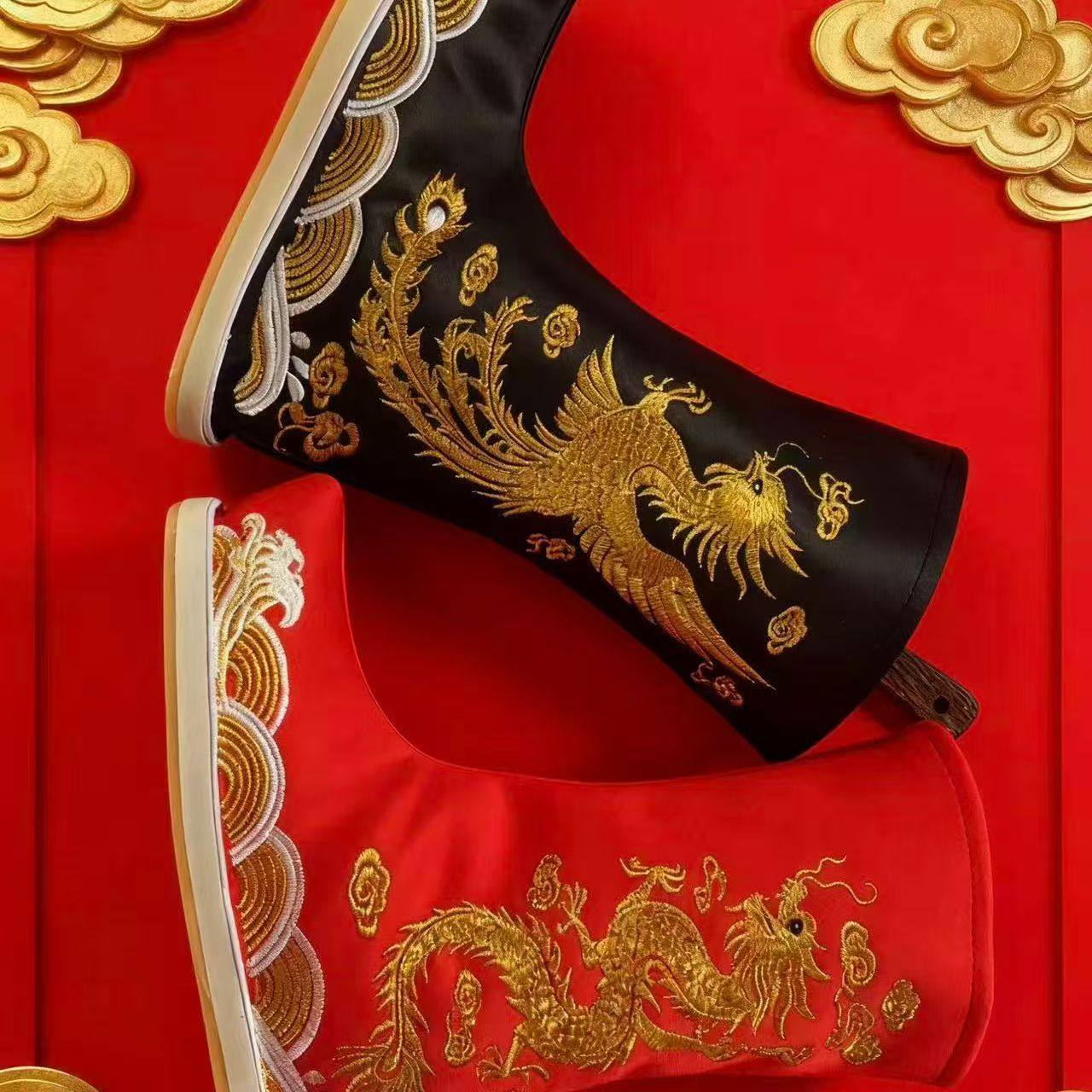 古装汉服婚鞋伴郎伴娘靴子中国风龙凤吉祥靴cos官兵摄影古装靴子,淘宝优惠券,粉丝福利购,淘宝优惠卷