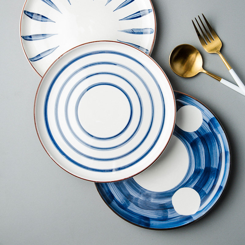 北欧简约手绘陶瓷碗盘套装组合家用米饭碗圆盘牛排盘大汤碗沙拉碗,淘宝优惠券,粉丝福利购,淘宝优惠卷