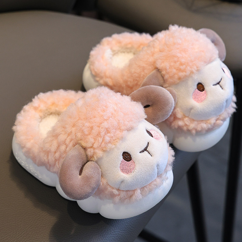咩咩羊儿童棉拖鞋女童2025新款室内家居冬季亲子毛绒保暖棉鞋女孩,淘宝优惠券,粉丝福利购,淘宝优惠卷
