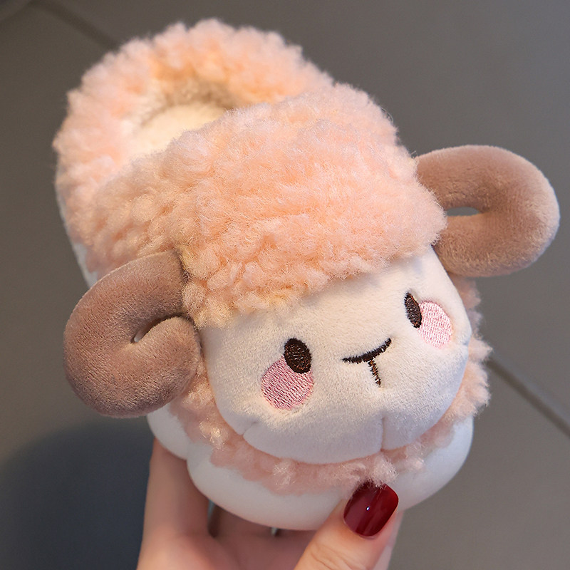 咩咩羊儿童棉拖鞋女童2025新款室内家居冬季亲子毛绒保暖棉鞋女孩,淘宝优惠券,粉丝福利购,淘宝优惠卷