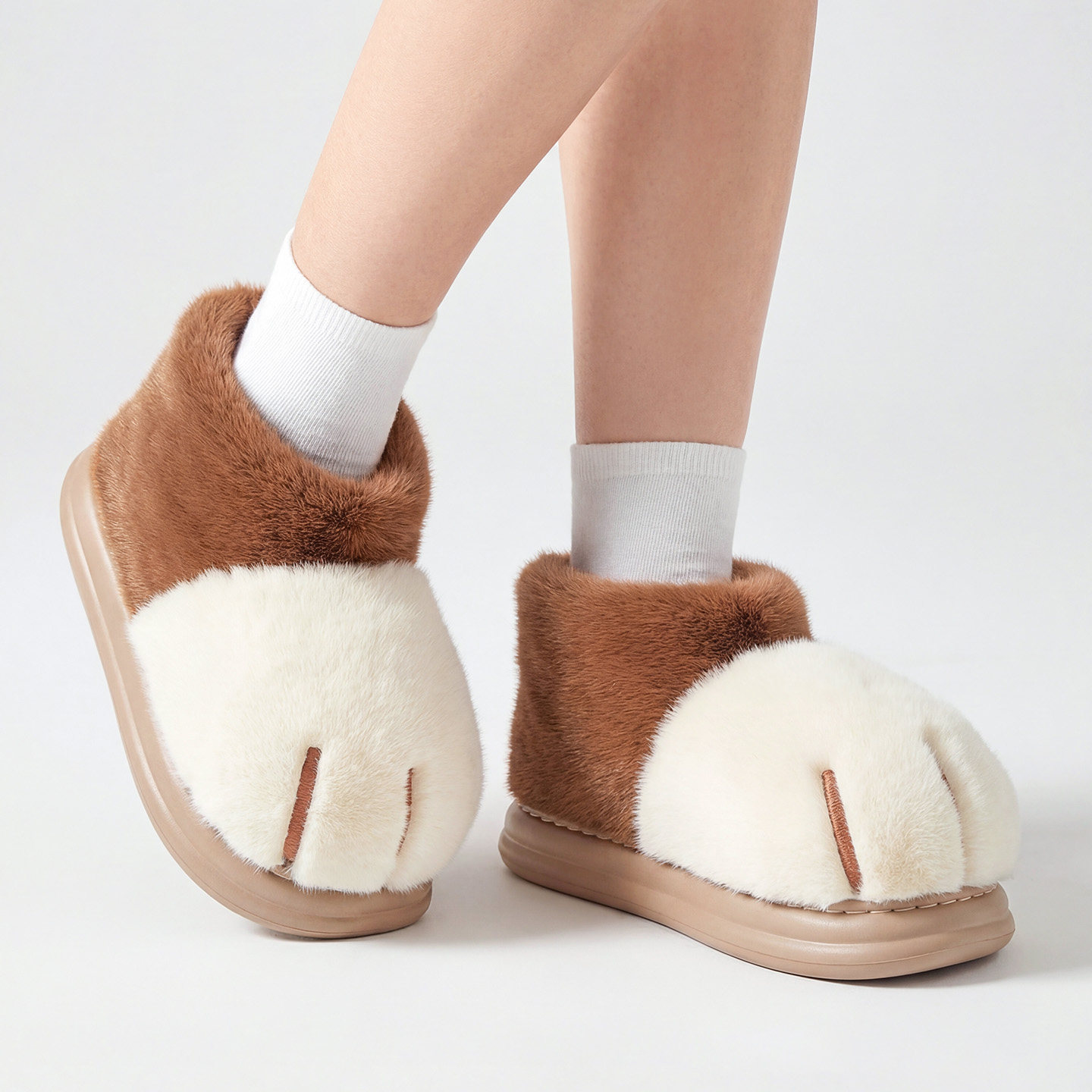 雪球大猫爪棉拖鞋女款2025新款冬季包跟女士棉鞋毛毛加绒加厚保暖,淘宝优惠券,粉丝福利购,淘宝优惠卷