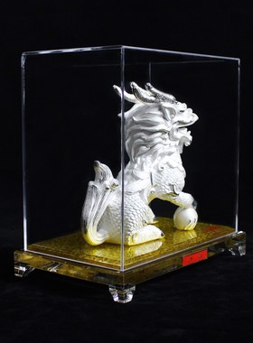 银麒麟摆件一对纯银送礼品