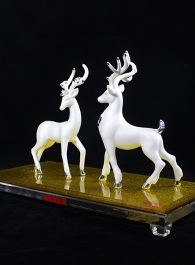 纯银鹿摆件一对300克家居电视柜客厅玄关酒柜装饰品 婚庆情侣礼物
