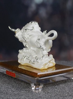 纯银牛摆件工艺品开业周年店庆