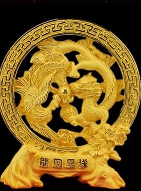 福字绒沙金摆件工艺品送客户礼玄关壁柜摆设家居客厅隔断酒柜装饰