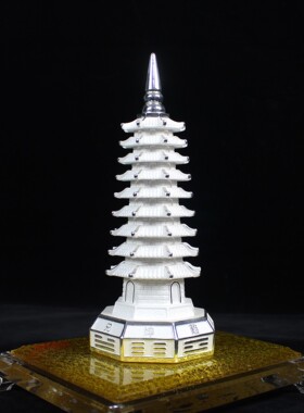 纯银八卦文昌塔摆件 学生9层13文昌塔九层十三层办公室书房工艺品