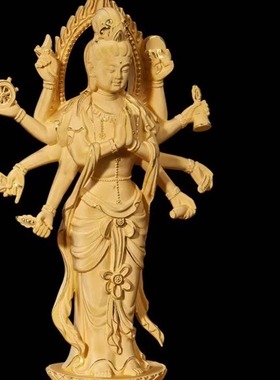 绒沙金八臂观音南海观音绒沙金摆件家居客厅供奉佛堂工艺品定制品