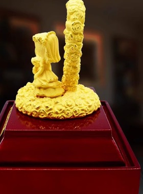绒沙金百年好合西式婚礼镀金结婚公仔婚庆摆件礼品家居摆件工艺品