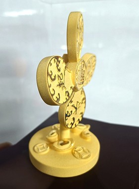 风生水起黄金摆件绒沙金风车工艺品家居装饰商务乔迁开业礼品招财