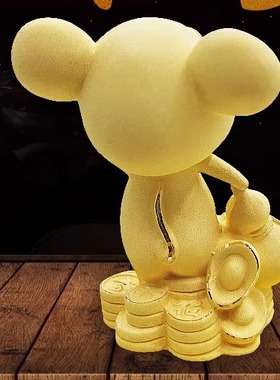 绒沙金摆件金鼠葫芦鼠工艺品4s店银行促销礼品可定制logo家居摆件