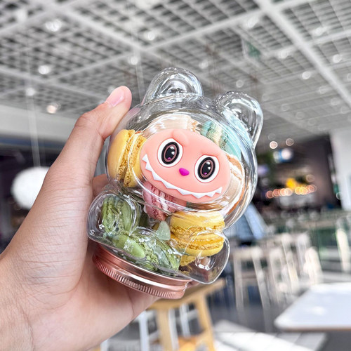 350ml/500ml透明拉布布瓶pet饮料瓶咖啡泡茶冷萃labubu果汁奶茶杯 - 图2