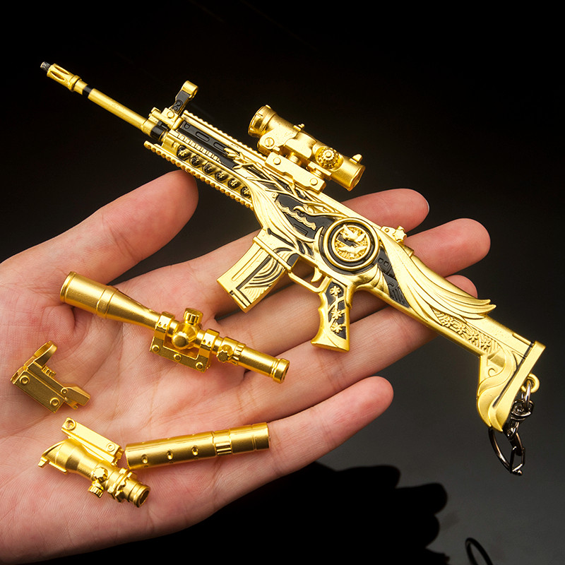 和平精英皮肤和平吃鸡游戏玩具金凤金风玉露SCAR-L皮肤枪金属模型精英武器摆件