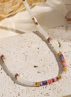 英国cherry kitty欧美高质量石串珠多彩锁骨链小众轻奢简约百搭