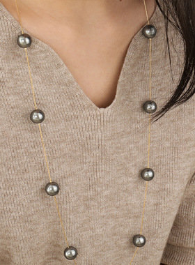 英国Cherry Kitty满天星款施家珍珠正圆Y型项链毛衣链女钛钢不