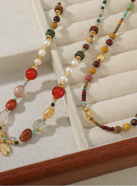 英国cherry kitty小马叠戴非洲松石串珠项链轻奢淡水珍珠捷克