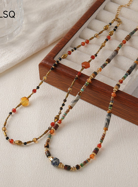 英国cherry kitty新中式红玛瑙石串珠项链女百搭高级感捷克珠