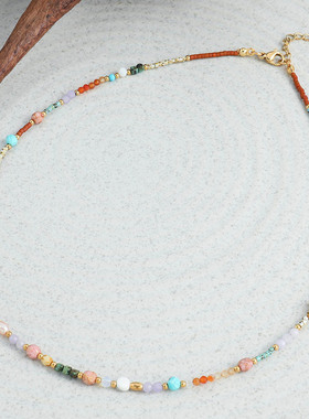 英国cherry kitty小众欧美多巴胺进口米珠石串珠项链波西米亚风