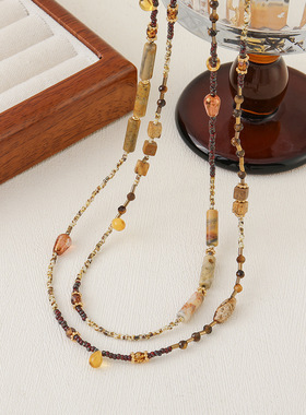 英国cherry kitty秋冬新中式复古颈链虎眼串珠项链轻奢民族风