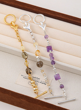 英国Cherry Kitty超仙甜美小众设计紫水晶手链夏日清新不规则