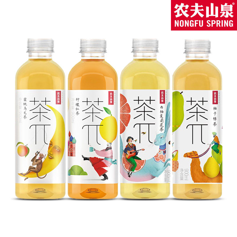 农夫山泉茶派π果汁茶饮料900ml*12大瓶整箱西柚茉莉花蜜桃乌龙茶