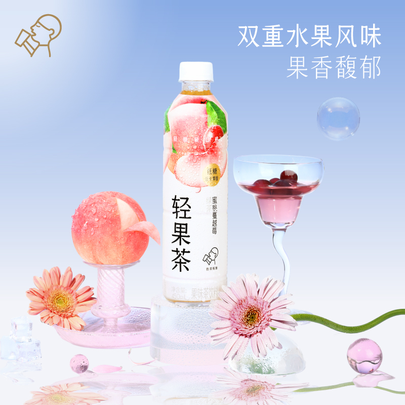 喜茶轻果茶450ml15瓶柚柚铁观音葡萄黑加仑低糖低卡0脂果味茶饮料 - 图1