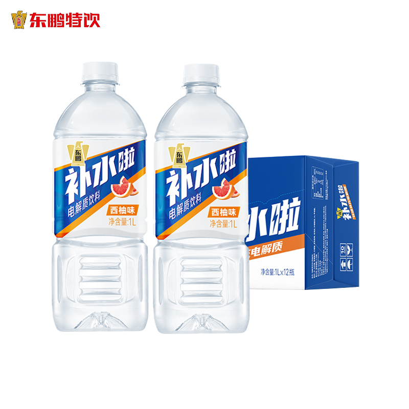 东鹏补水啦1L*12瓶整箱电解质运动能量健身饮料西柚味柠檬味特价 - 图0