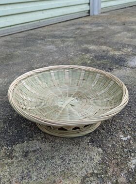 竹编簸箕农家手工编织圆形果盘洗菜沥水淘米篮子厨房家用收纳箩筐