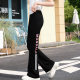 Printed summer ice silk quick-drying extended flare women's pants
