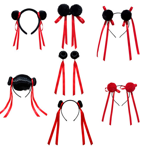 哪吒同款丸子头发箍发夹女2025新款儿童cos可爱拍照道具头箍发卡 - 图3