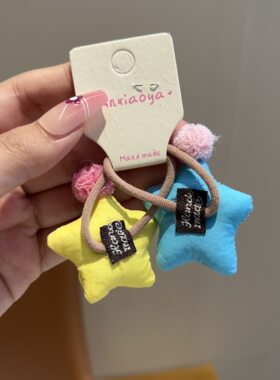 女童撞色星星发绳不伤发套装