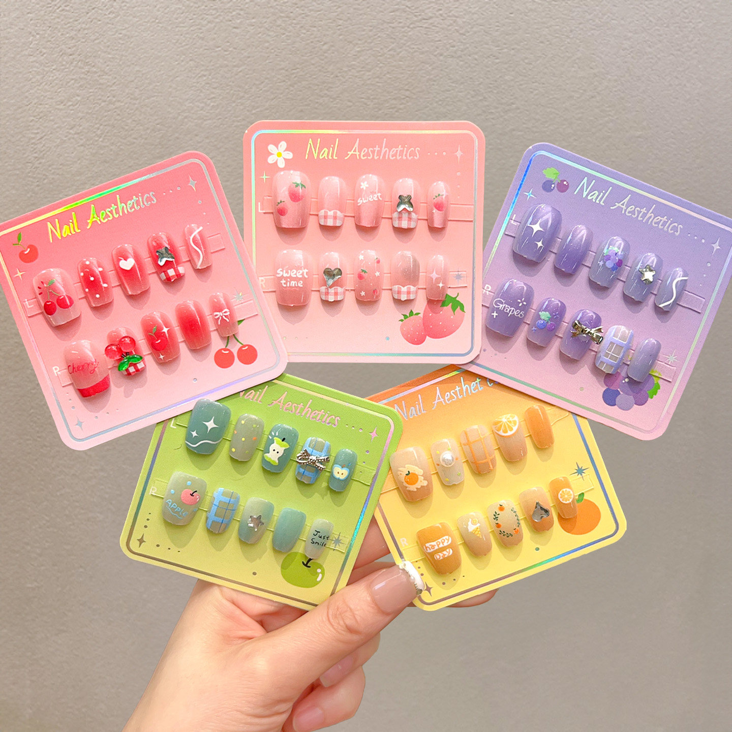 儿童美甲可爱卡通女童水果爱心软甲片指甲贴纸女孩宝宝穿戴甲配饰,淘宝优惠券,粉丝福利购,淘宝优惠卷